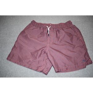 Onward Reserve Swim Trunks Mens Medium Pink Blue Gingham Bear Logo Mesh Lined